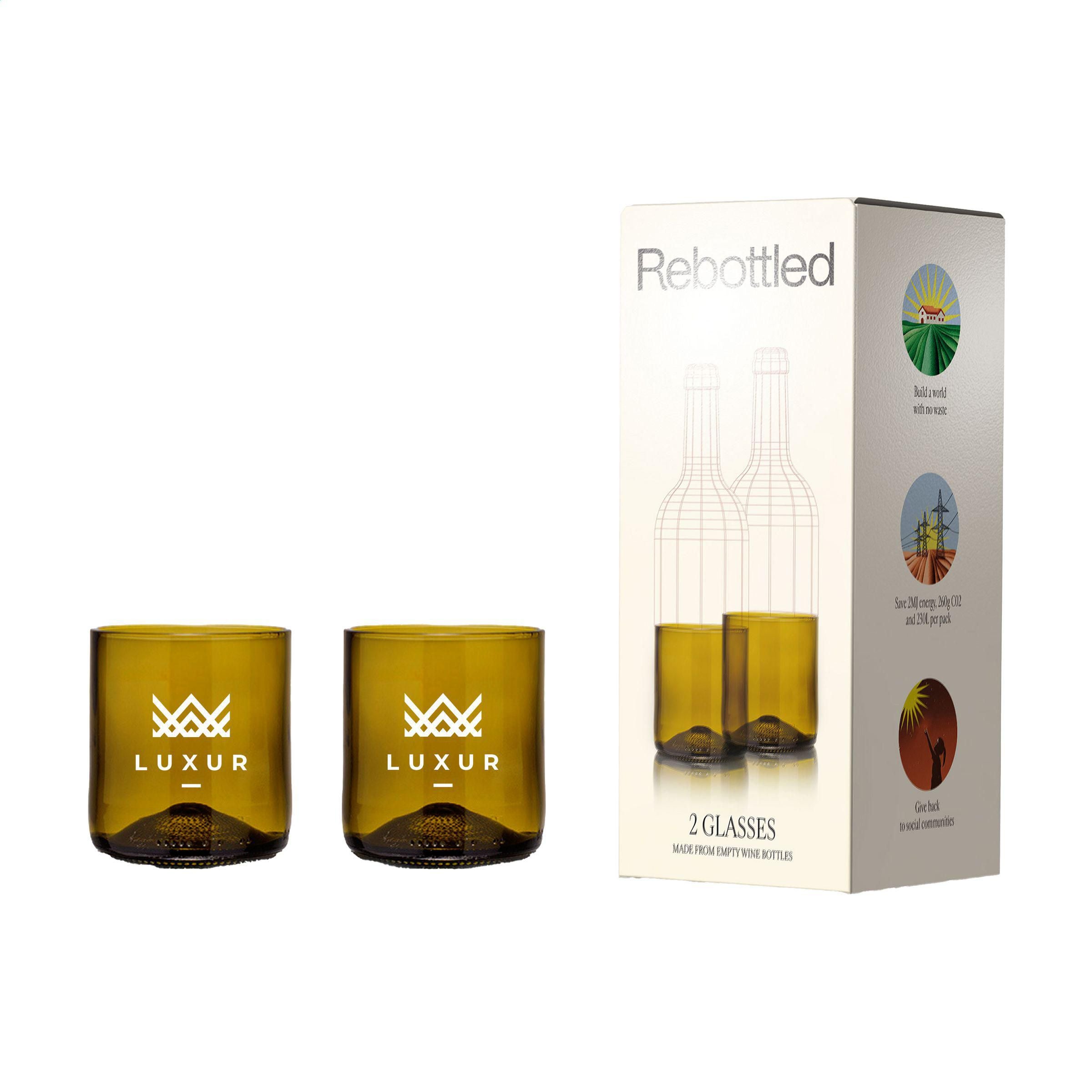 Rebottled® Short Tumbler 2-Pack Drinking Glasses