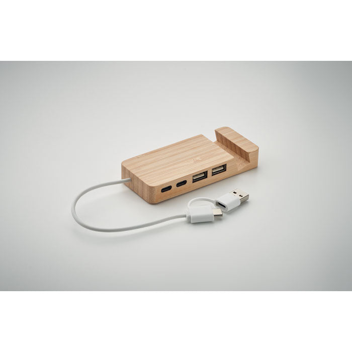 Bamboo USB 4 ports hub