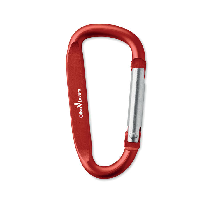 Carabiner clip in aluminium.