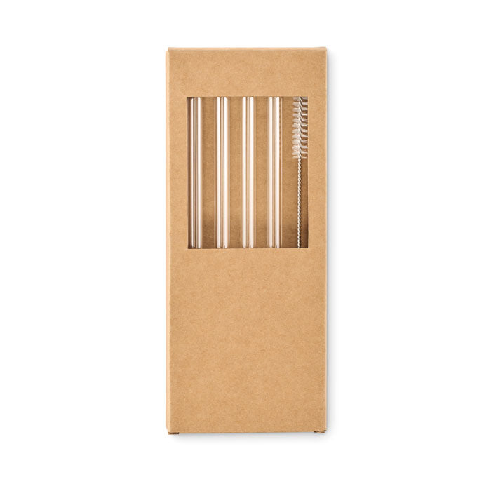 4 reusable glass straws