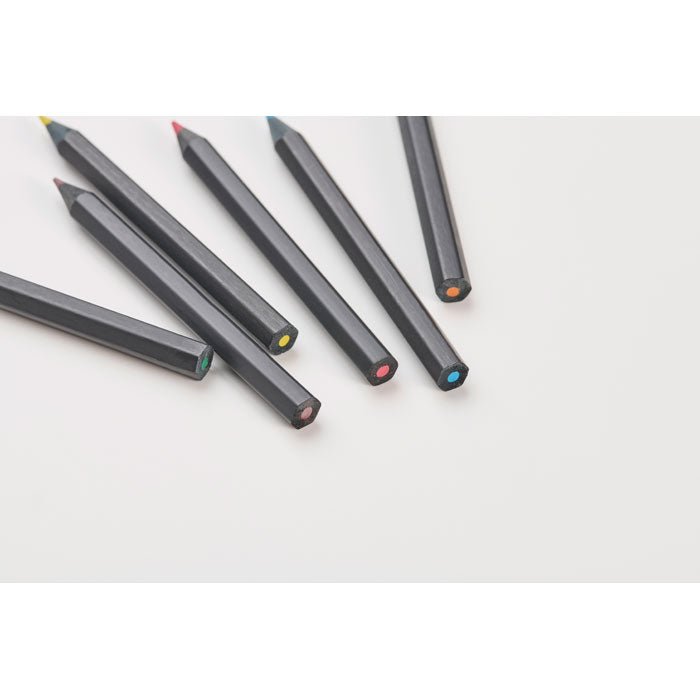 6 black colouring pencils