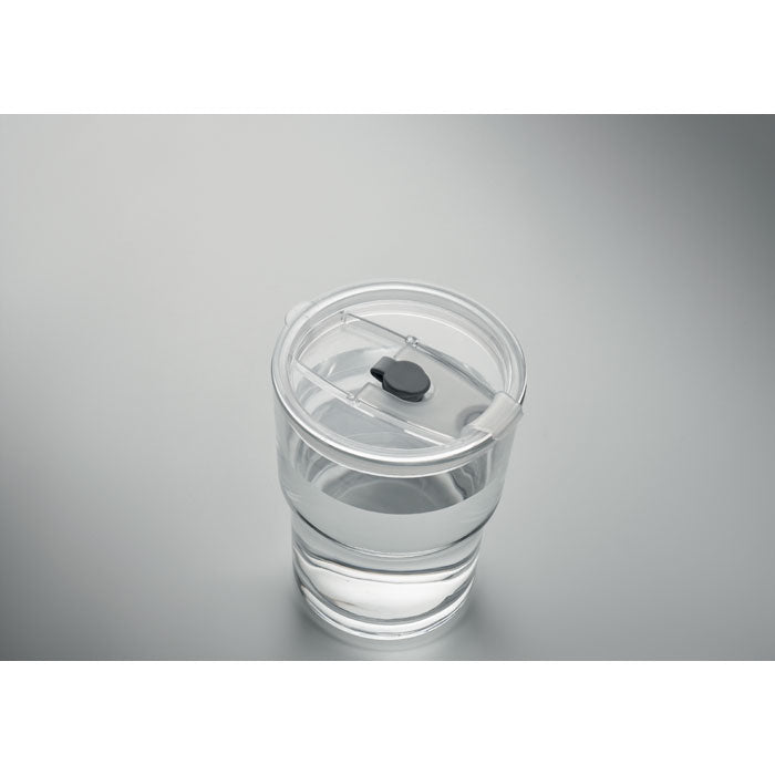 Glass tumbler with straw 400ml