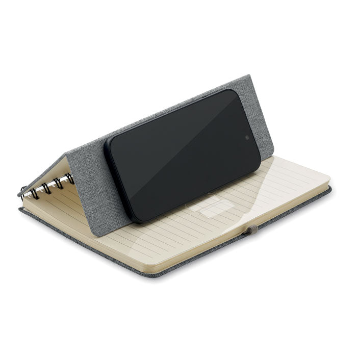 A5 notebook with phone holder