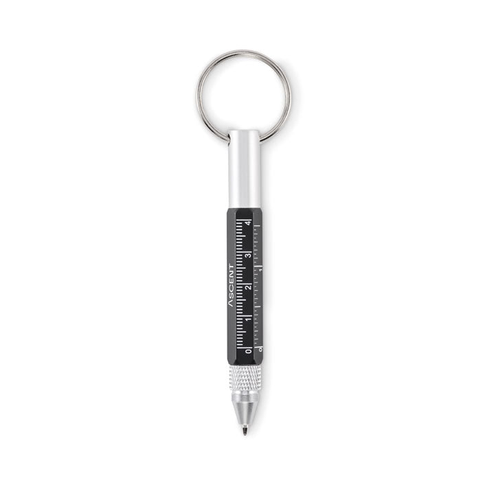 Key ring with twist action pen