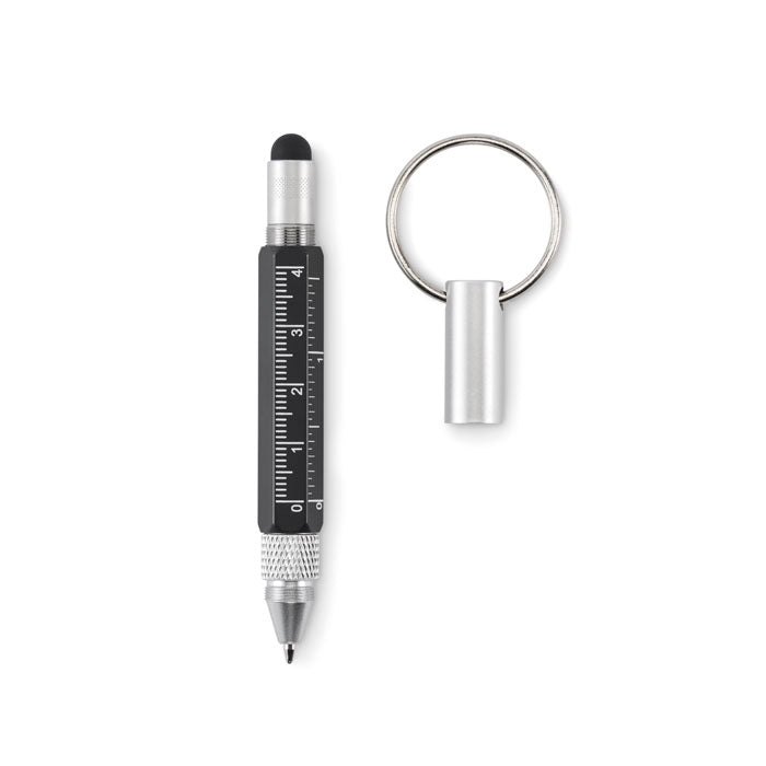 Key ring with twist action pen