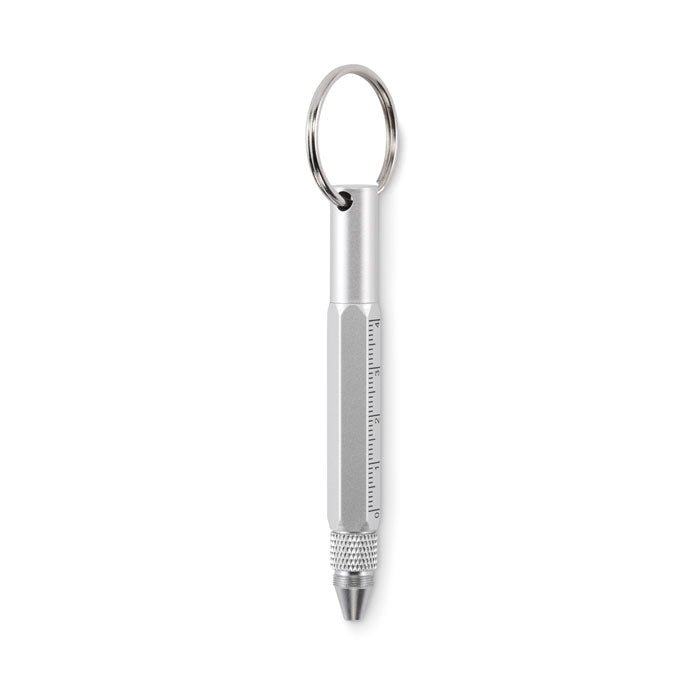 Key ring with twist action pen