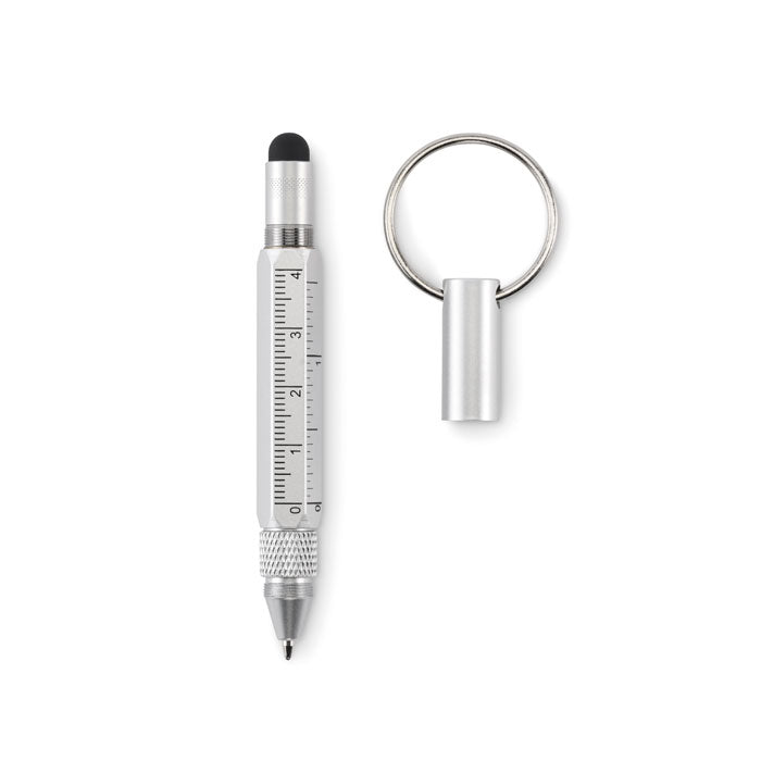 Key ring with twist action pen