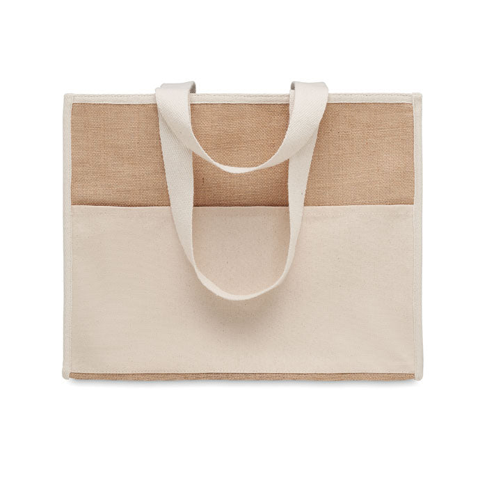 Jute and canvas cooler bag