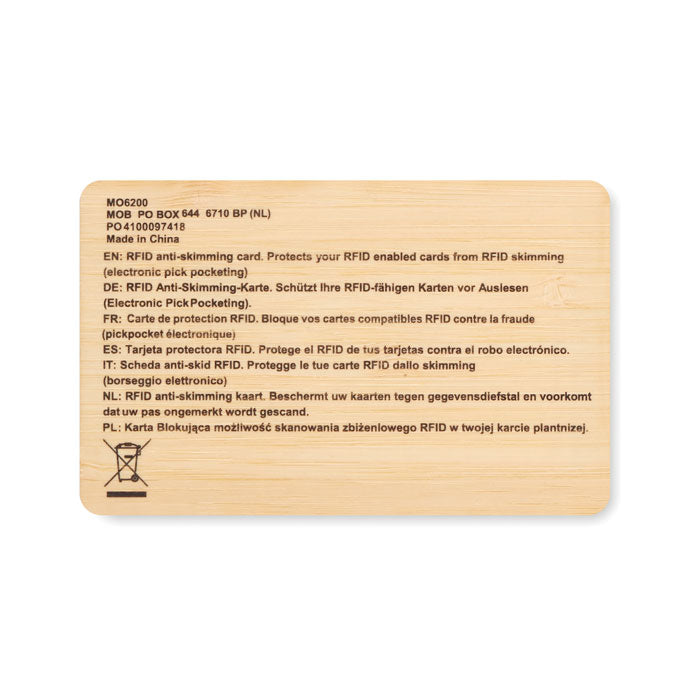 RFID card in bamboo material