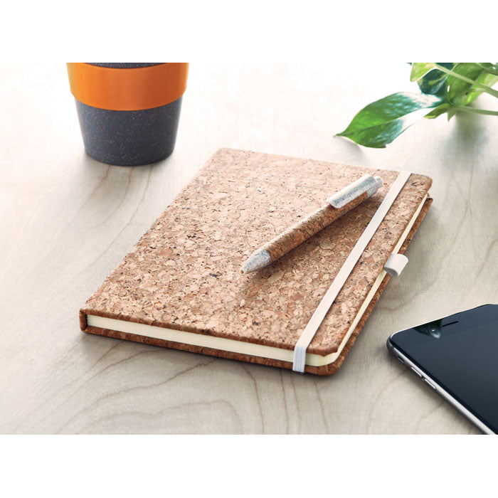 A5 cork notebook with pen