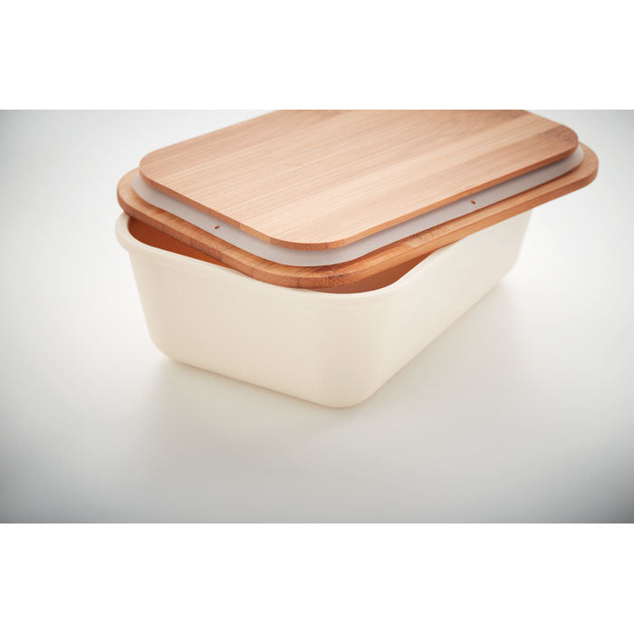 Lunch box with bamboo lid