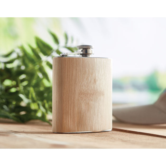 Bamboo slim hip flask 170ml