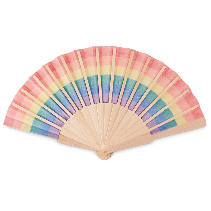 Rainbow wooden hand fan