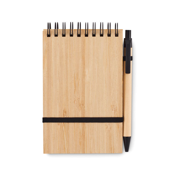 A6 bamboo notepad with pen