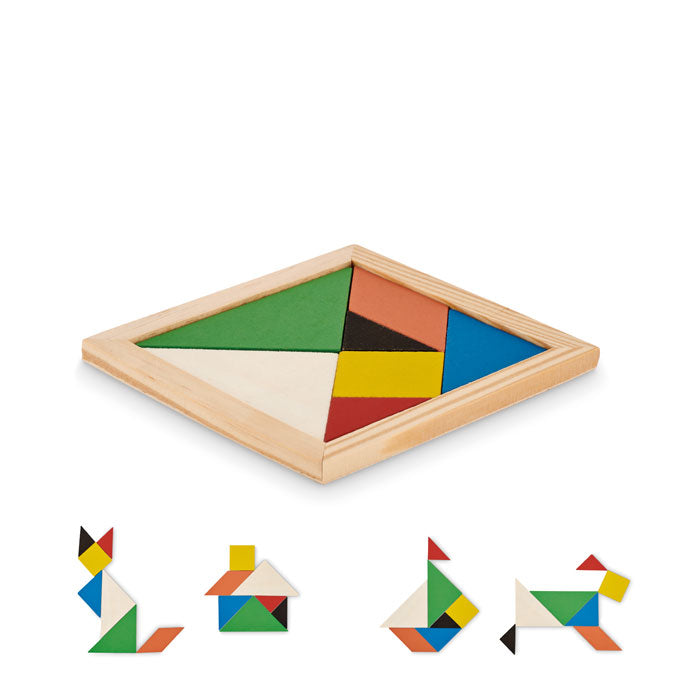 Tangram puzzle in wood