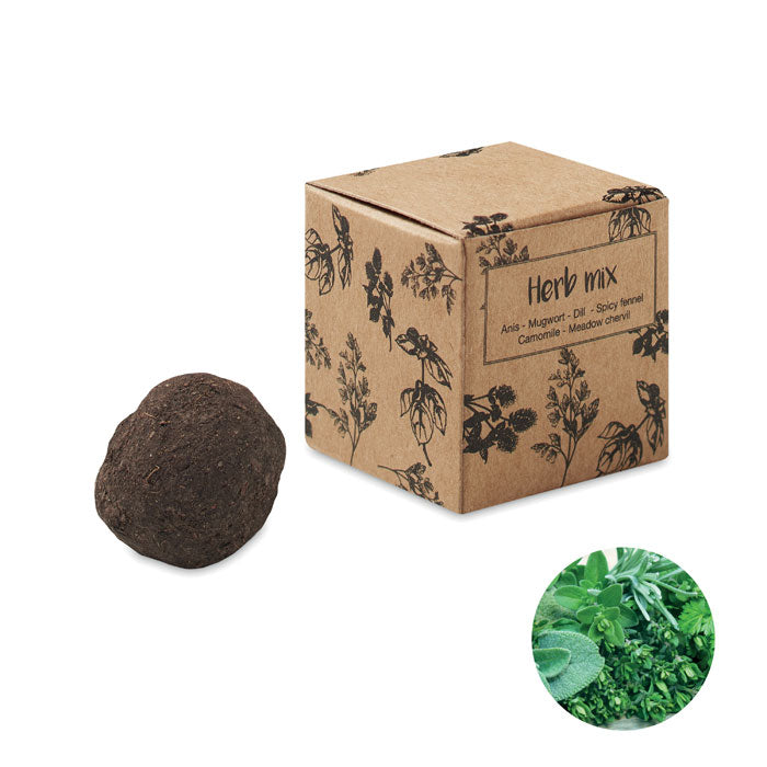 Herb seed bomb in carton box