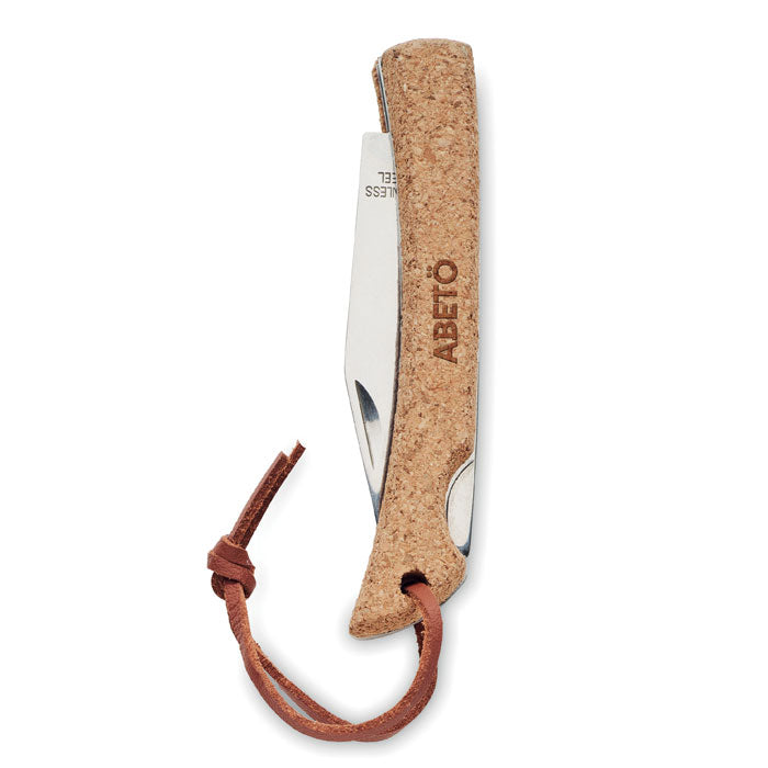 Foldable knife with cork