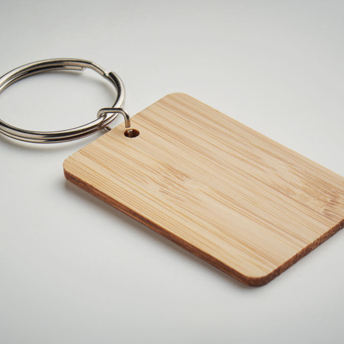 Rectangular bamboo key ring