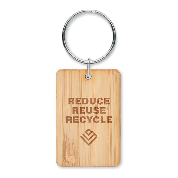 Rectangular bamboo key ring