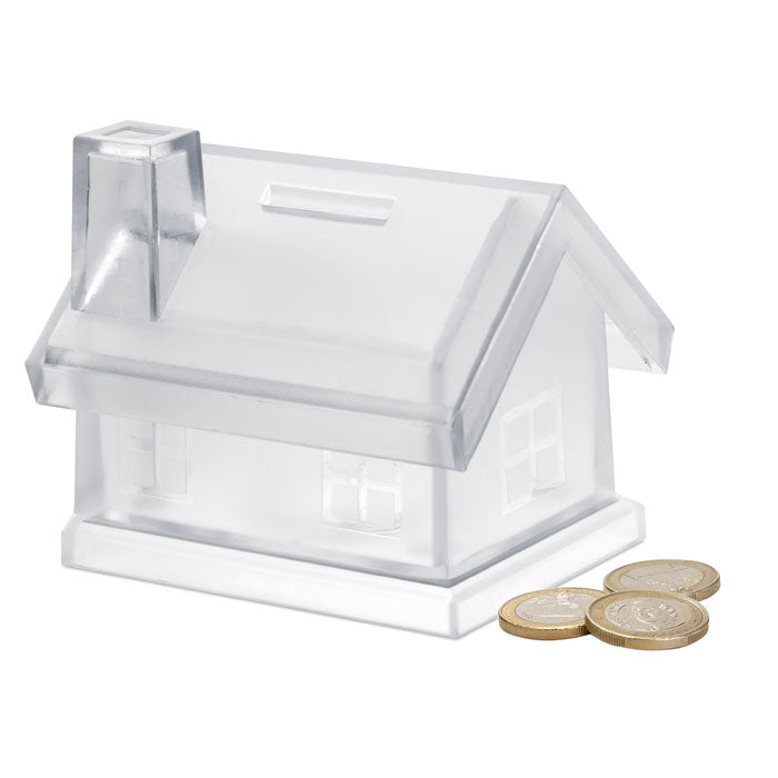 Plastic house coin bank