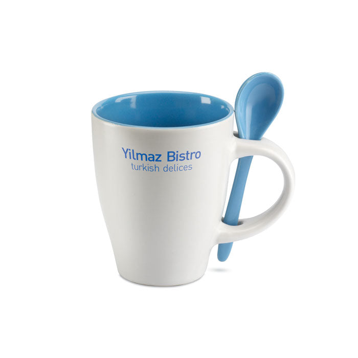 Bicolour mug with spoon 250 ml