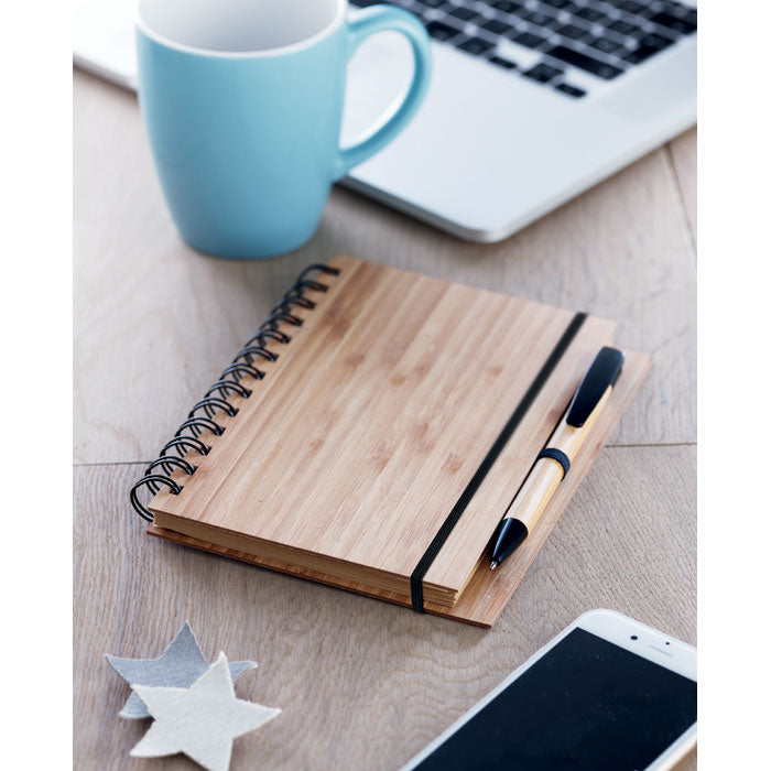 Bamboo notebook with pen lined