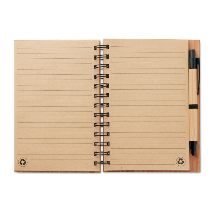 Bamboo notebook with pen lined