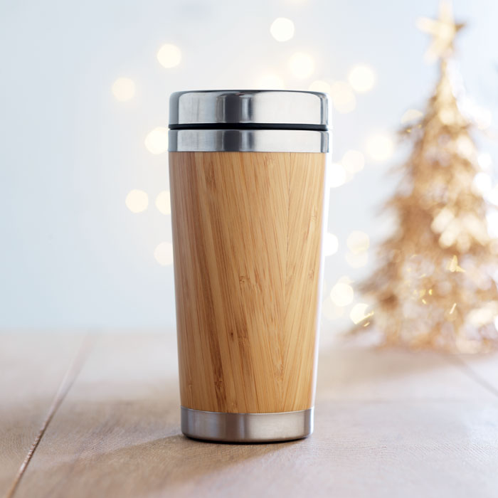 Double wall bamboo flask 430ml