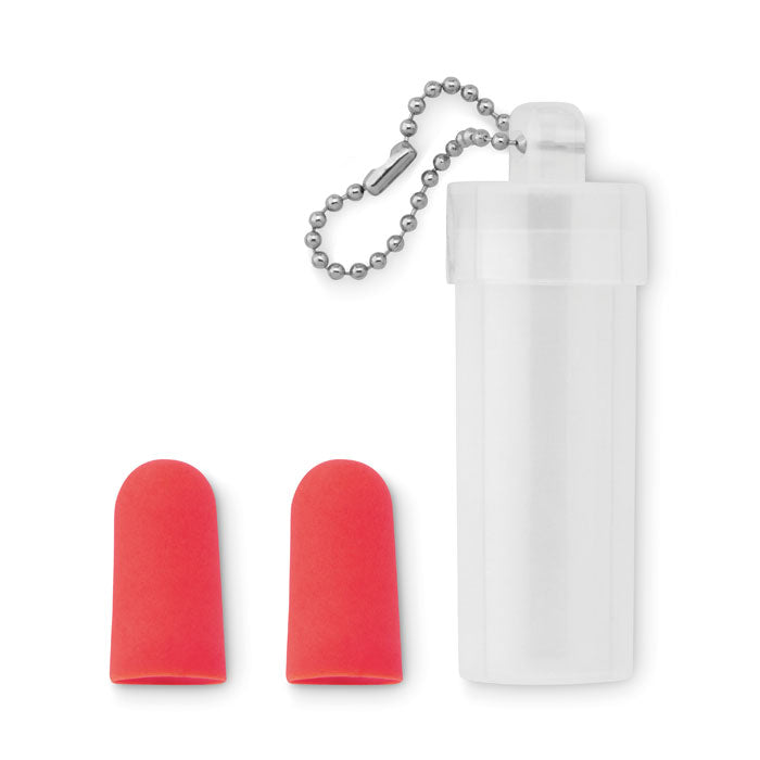 Earplug set in plastic tube