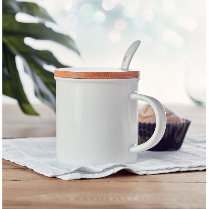 Porcelain mug with spoon