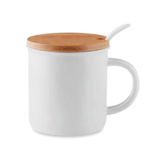 Porcelain mug with spoon