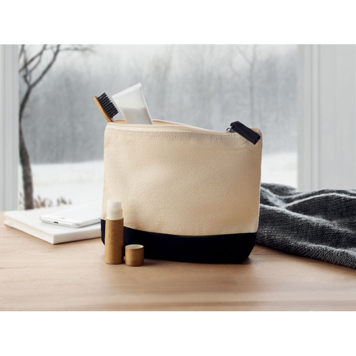 Bicolour cotton cosmetic bag