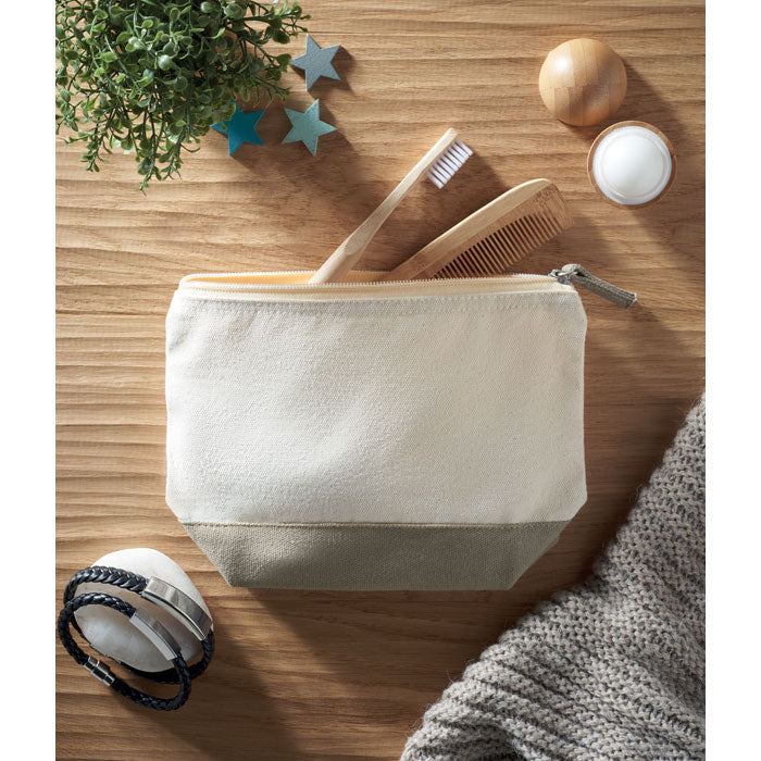 Bicolour cotton cosmetic bag