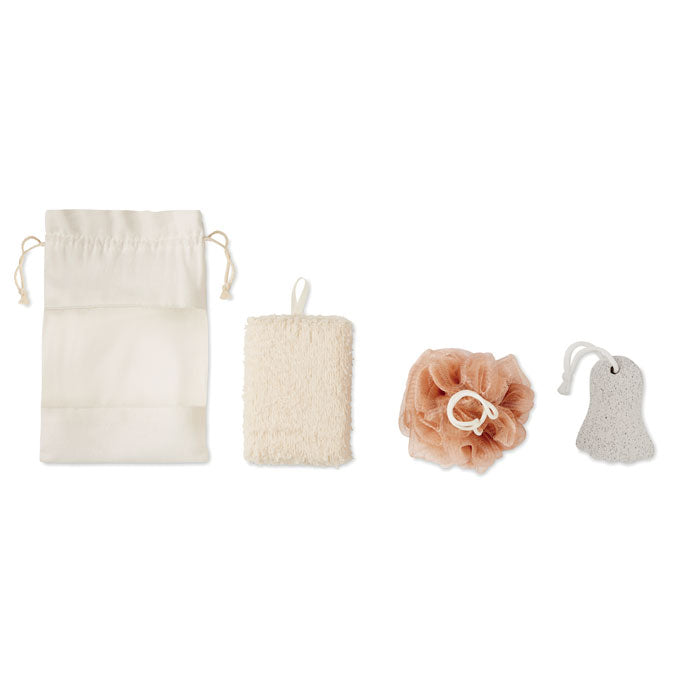 Bath set in cotton pouch