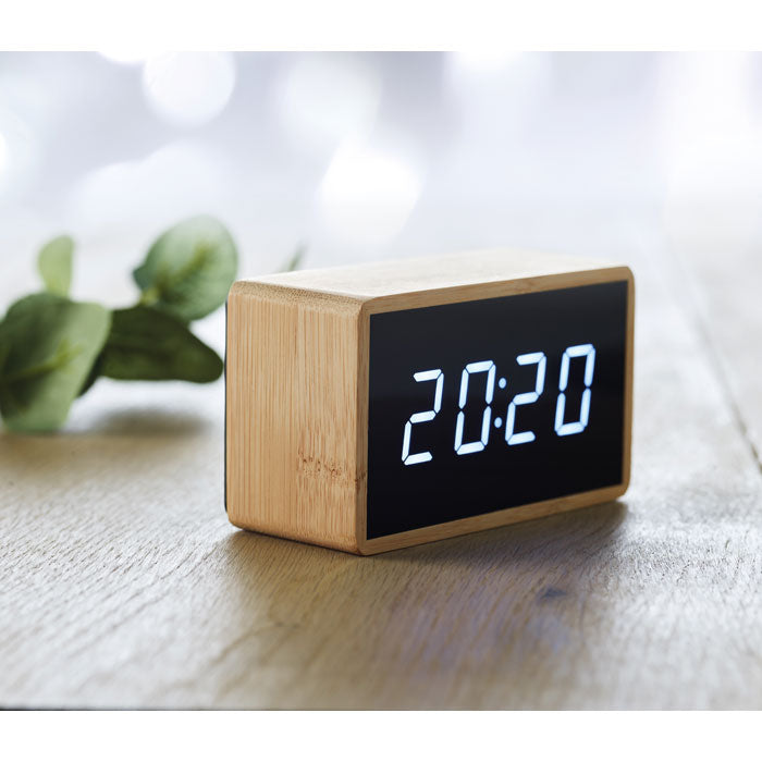 LED alarm clock bamboo casing