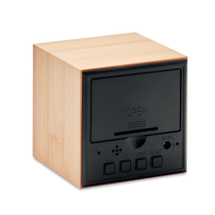 LED alarm clock bamboo casing