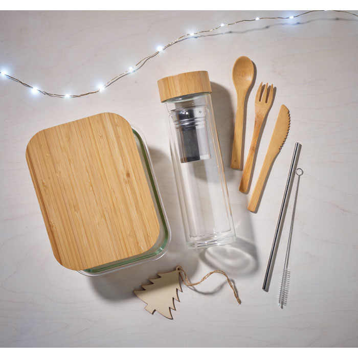 Glass lunchbox with bamboo lid